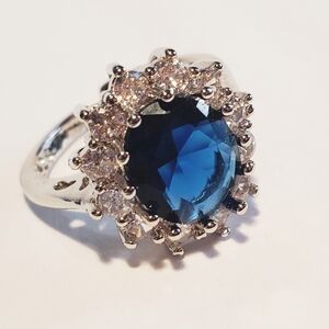 NWT SOLID 925 STERLING SILVER TOPAZ RING SWAROVSKI INLAID ADJUSTABLE ALL SIZES